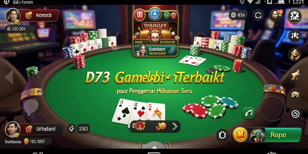Screenshot gameplay D73 menampilkan aksi seru permainan Poker.