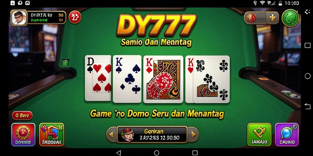 Screenshot utama DY777 menampilkan serunya gameplay Domino yang penuh warna.