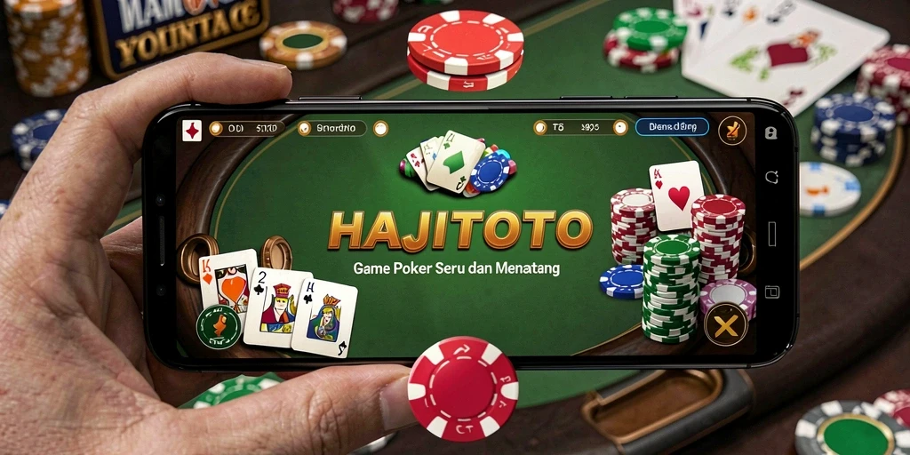 Tampilan gameplay Poker HAJITOTO yang menegangkan dan seru.