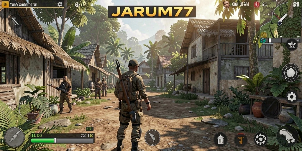 Screenshot JARUM77 menampilkan momen eksplorasi di dunia terbuka yang luas.