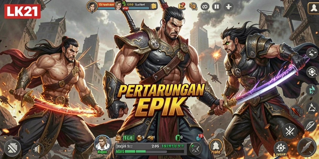 Screenshot LK21 menampilkan aksi pertarungan yang mendebarkan dan grafis tinggi.