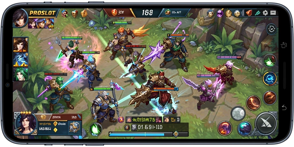 Tampilan seru dari gameplay PROSLOT MOBA yang menantang.