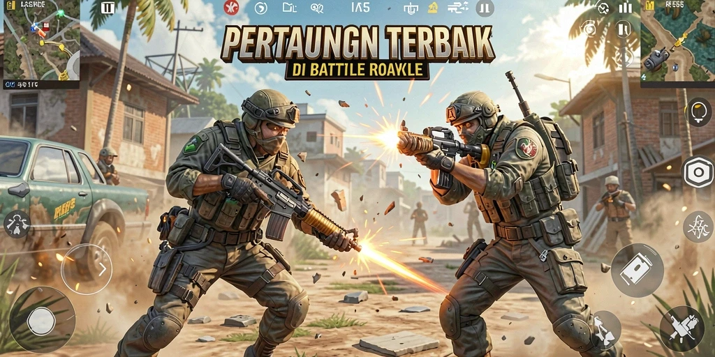 Tampilan menarik dari gameplay seru RK55 saat pemain bersaing di arena Battle Royale.