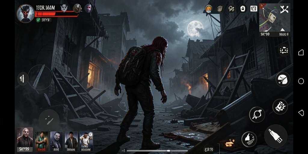 Gambar screenshot dari SKY99 menunjukkan suasana mencekam dengan efek visual yang intens.